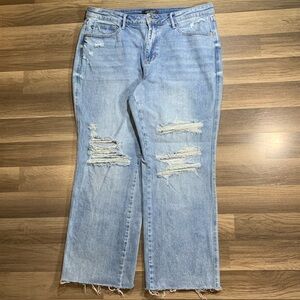 Judy Blue Baggy Wide Leg Factory Distressed Jeans